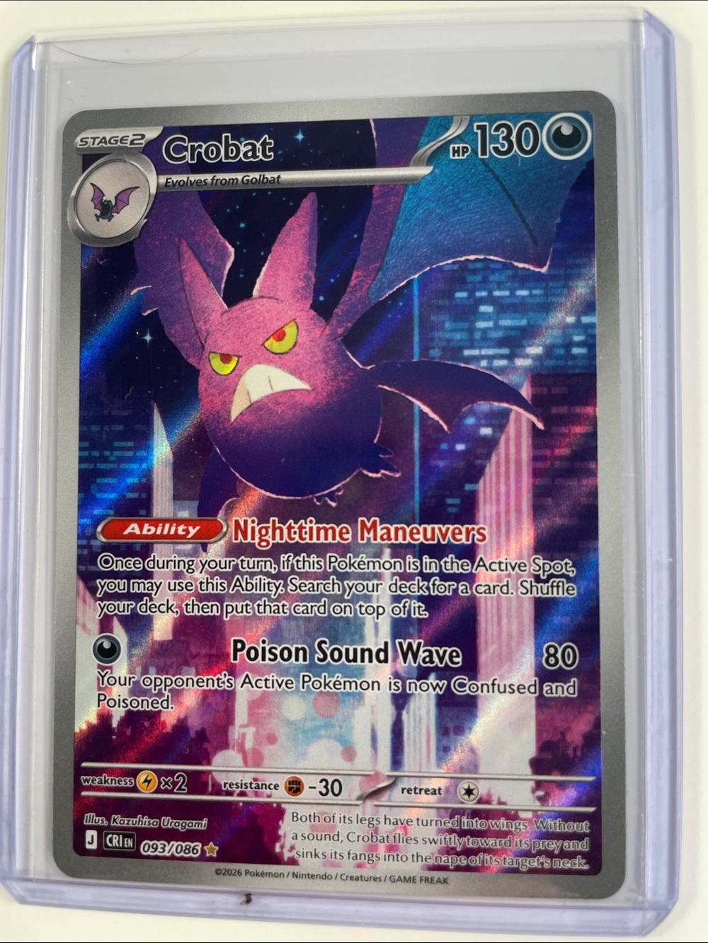 Pokemon Crobat Holo Promo Card - Purple & Blue